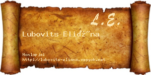 Lubovits Eliána névjegykártya